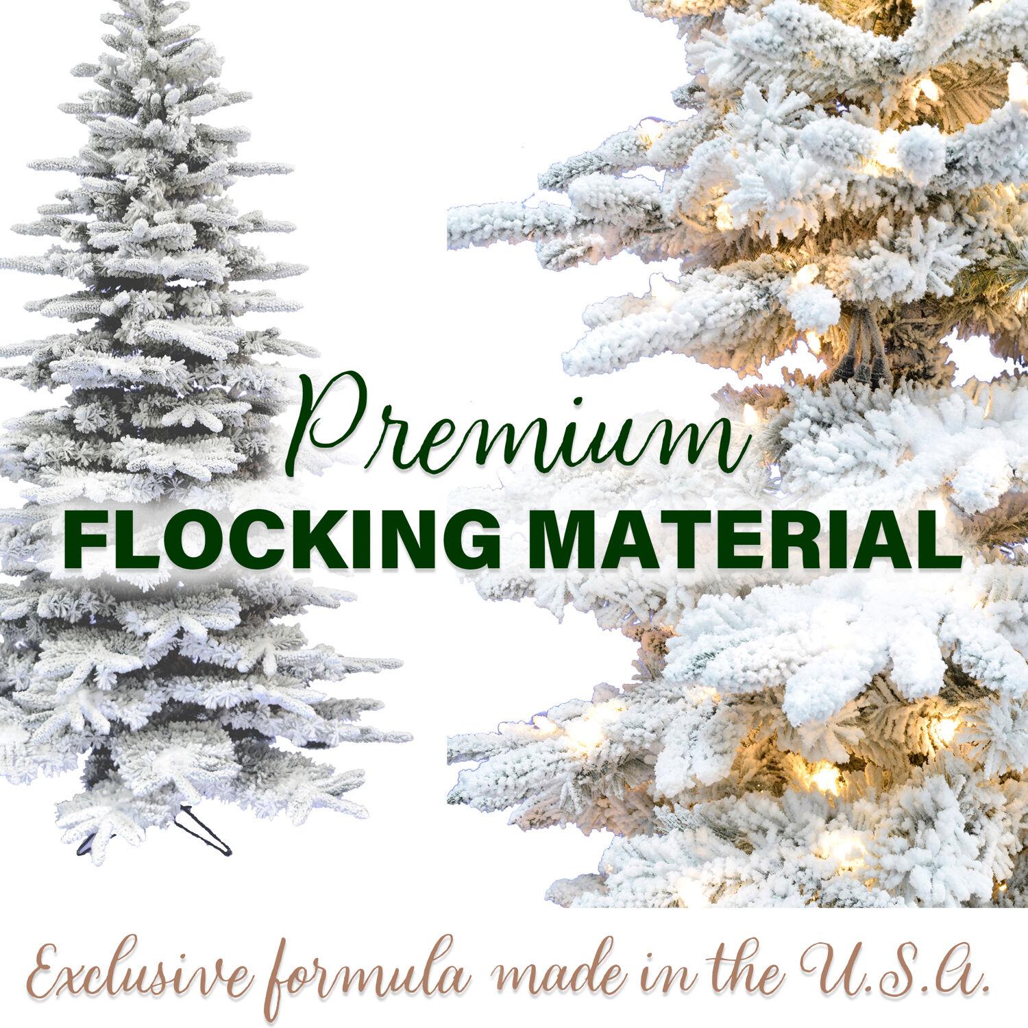 Fraser Hill Farm Green Hinged Slim Snowy Christmas Tree, 6.5'