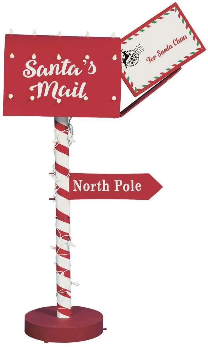 At Home Christmas Lighted Display LED Lighted Santa’s Mailbox, 43.5" Seasonal