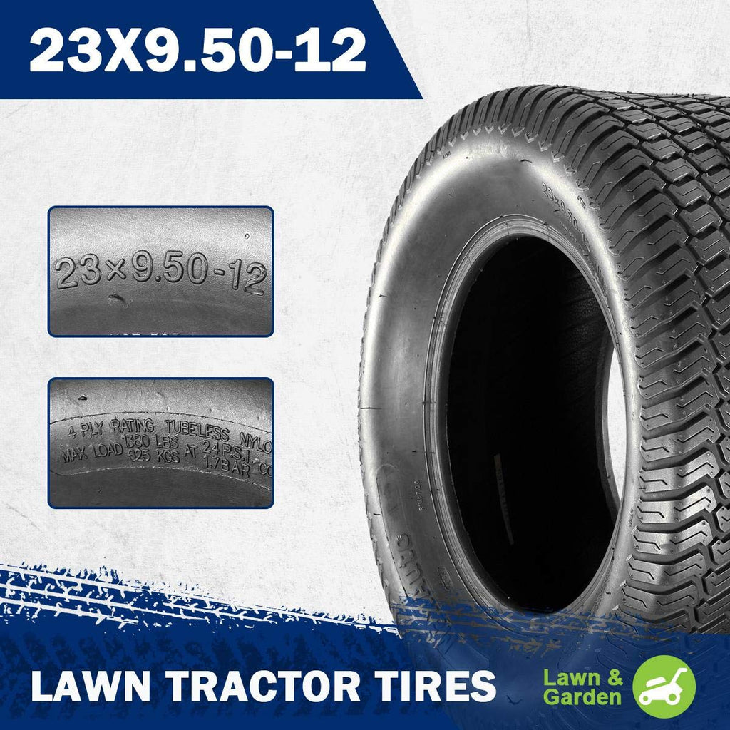23x9.50-12 Lawn Mower Tire 23-9.5-12 Turf Tires 23x9.5x12 Lawn Tractor Tires 23x9.5-12 nhs 4PR P332, Set of 2