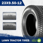 23x9.50-12 Lawn Mower Tire 23-9.5-12 Turf Tires 23x9.5x12 Lawn Tractor Tires 23x9.5-12 nhs 4PR P332, Set of 2