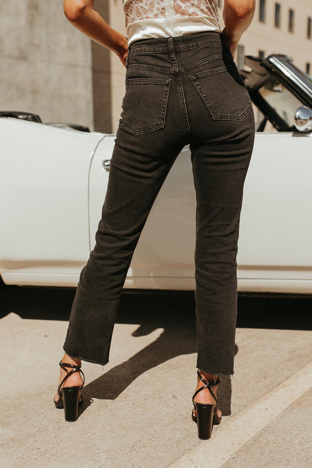 straight leg jeans - black