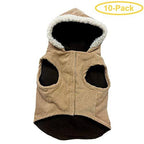 Fashion Pet Outdoor Dog Toggle Corduroy Dog Coat - Camel X-Lar(24"-29" Neck to Tail) - Pack of 10