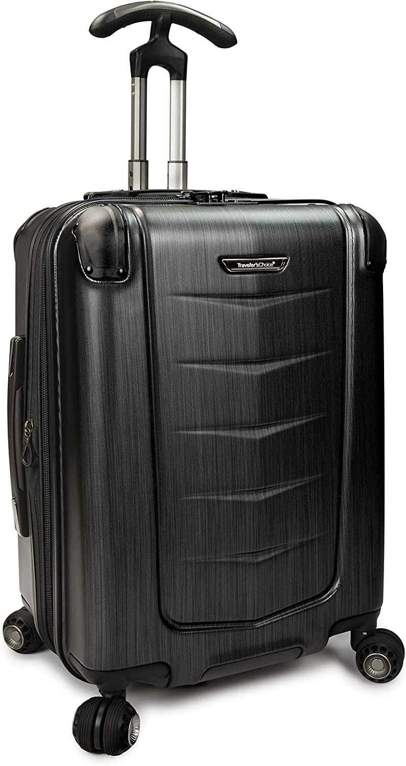 Silverwood Polycarbonate Hardside Expandable Spinner Luggage, Brushed Metal, Carry-on 21-Inch