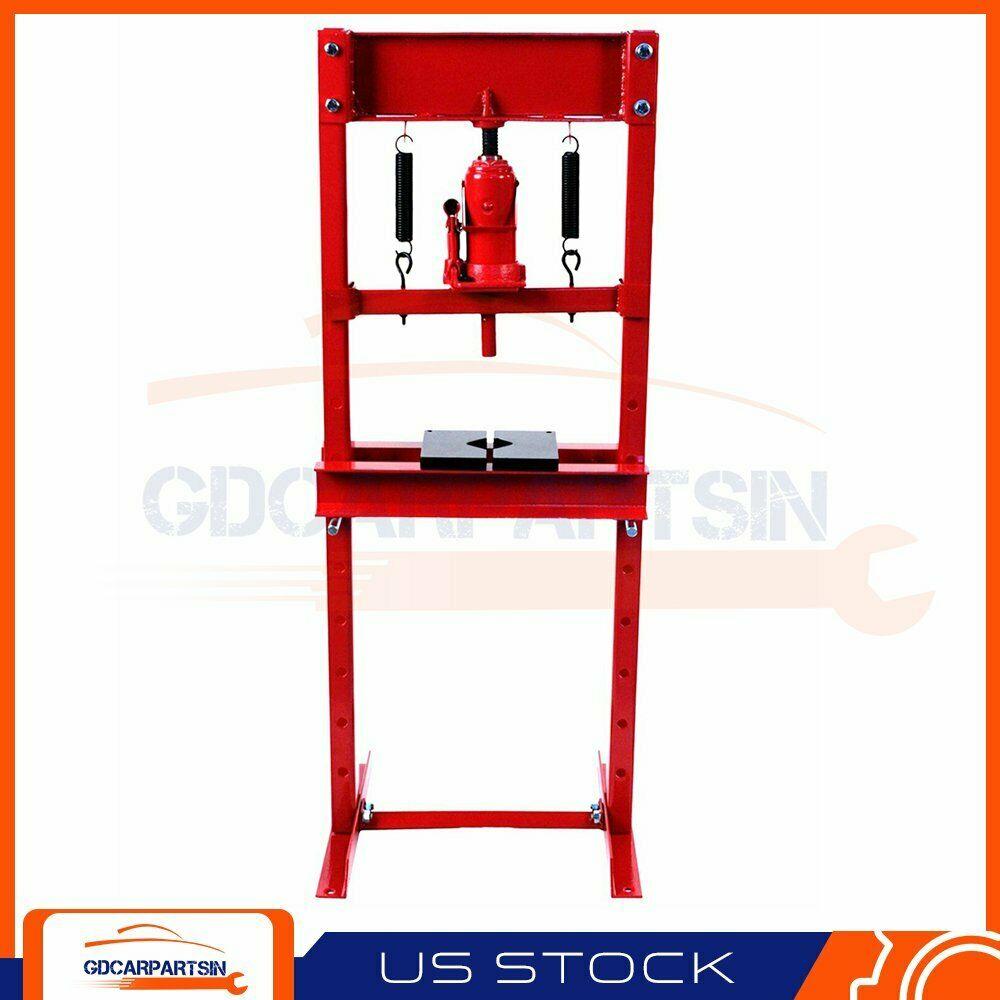 12 Ton Shop Press Hydraulic Bottle Jack Benchtop H-Frame Plates Jack Stand Tools