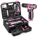 Pink Tool Kit Box Drill Set： Home Mechanic Toolbox with 12V Power Cordless Drill Hand Repair Tools Sets Combo Kits StoraOrganizer Drawer Case for Men & Women