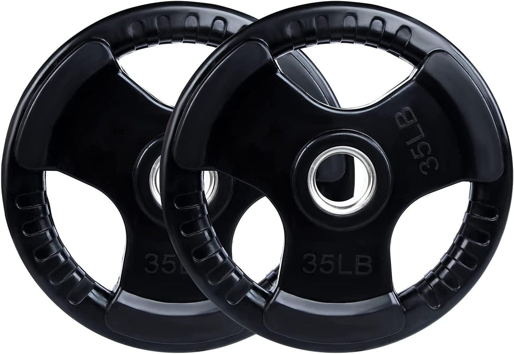 RitFit 35 Lbs. Olympic Barbell Weight Plates Set of 2, 2 In. Rubber Weight Plates for Weightlifting and Strength Training in Home and Gym