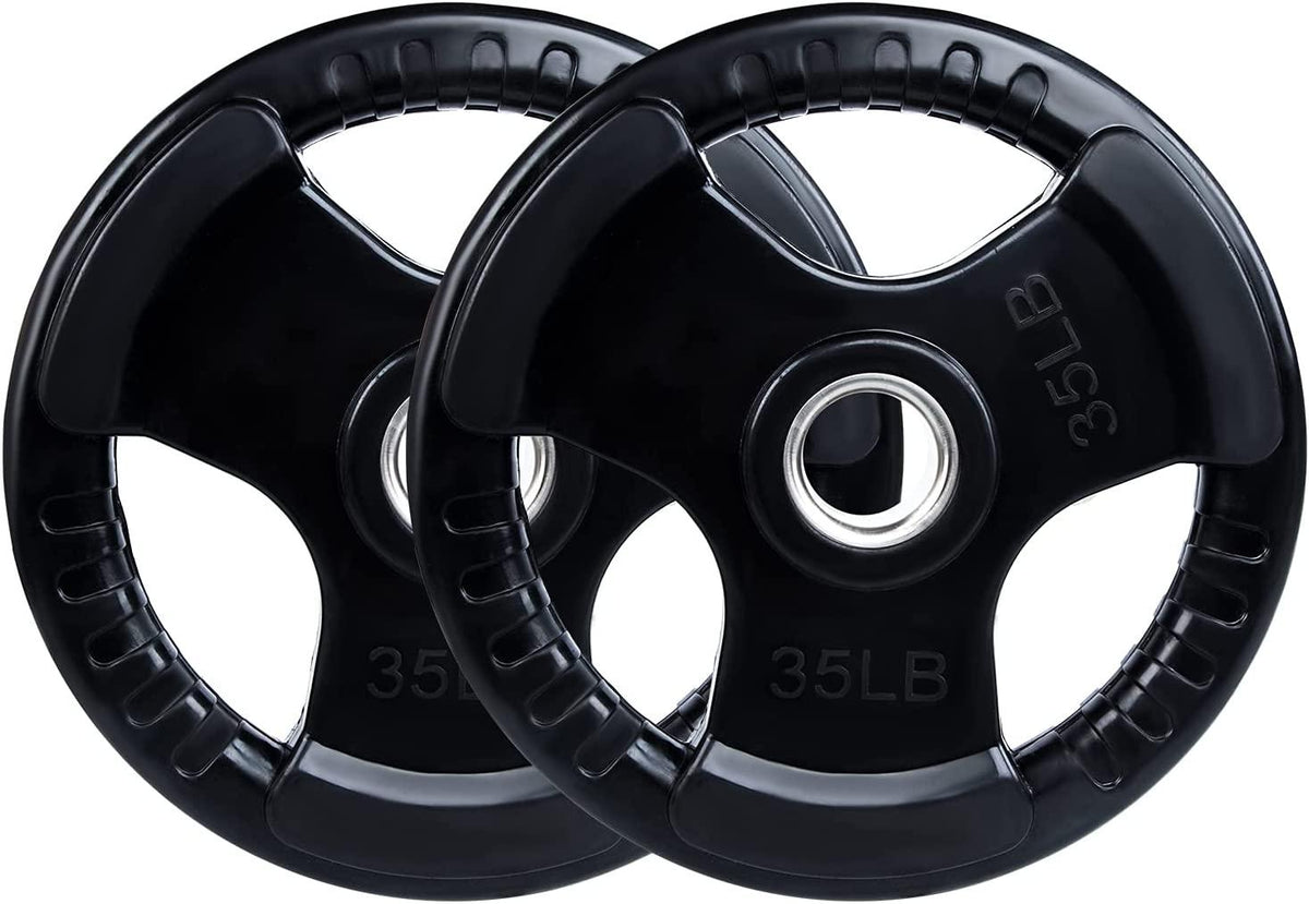 RitFit 35 Lbs. Olympic Barbell Weight Plates Set of 2, 2 In. Rubber Weight Plates for Weightlifting and Strength Training in Home and Gym