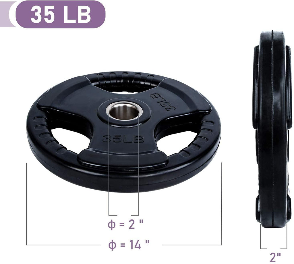 RitFit 35 Lbs. Olympic Barbell Weight Plates Set of 2, 2 In. Rubber Weight Plates for Weightlifting and Strength Training in Home and Gym