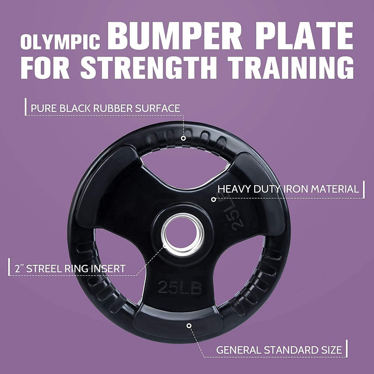 RitFit 35 Lbs. Olympic Barbell Weight Plates Set of 2, 2 In. Rubber Weight Plates for Weightlifting and Strength Training in Home and Gym