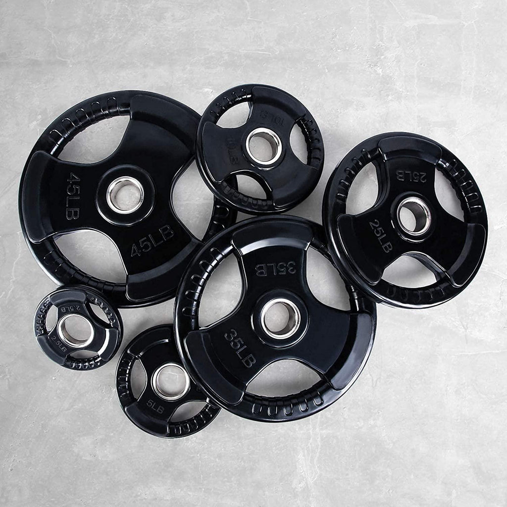 RitFit 35 Lbs. Olympic Barbell Weight Plates Set of 2, 2 In. Rubber Weight Plates for Weightlifting and Strength Training in Home and Gym