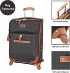 er Luggage Collection - Expandable 24 Inch Softside Bag - Durable Mid-sized Lightweight Checked Suitcase with 4-Rolling Spinner Wheels (Global Black)