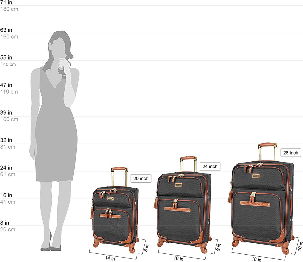 er Luggage Collection - Expandable 24 Inch Softside Bag - Durable Mid-sized Lightweight Checked Suitcase with 4-Rolling Spinner Wheels (Global Black)