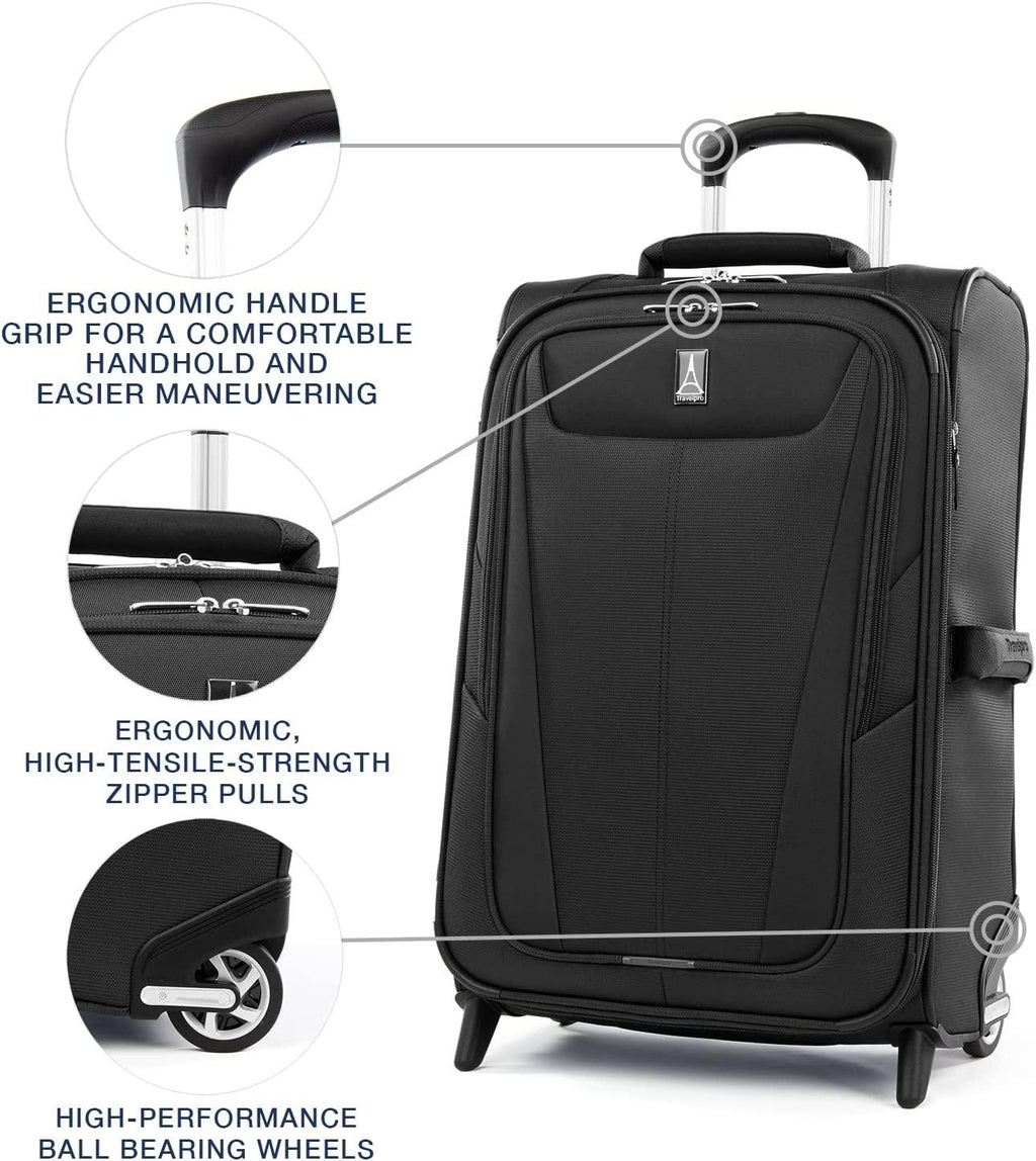 Maxlite 5 Softside Expandable Upright 2 Wheel Luggage, Lightweight Suitcase, Men and Women, Black, Carry-On 22-Inch