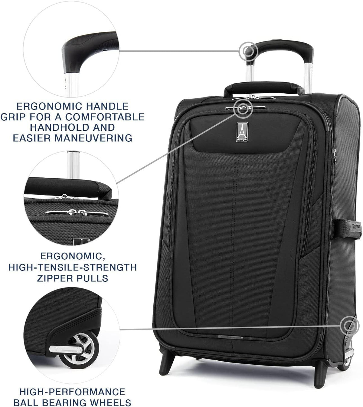 Maxlite 5 Softside Expandable Upright 2 Wheel Luggage, Lightweight Suitcase, Men and Women, Black, Carry-On 22-Inch