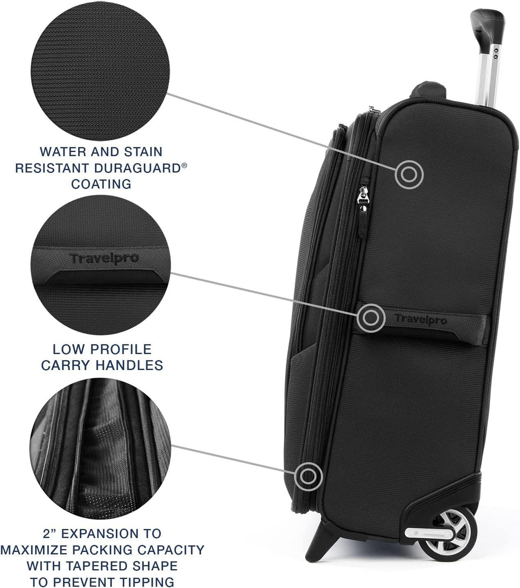 Maxlite 5 Softside Expandable Upright 2 Wheel Luggage, Lightweight Suitcase, Men and Women, Black, Carry-On 22-Inch