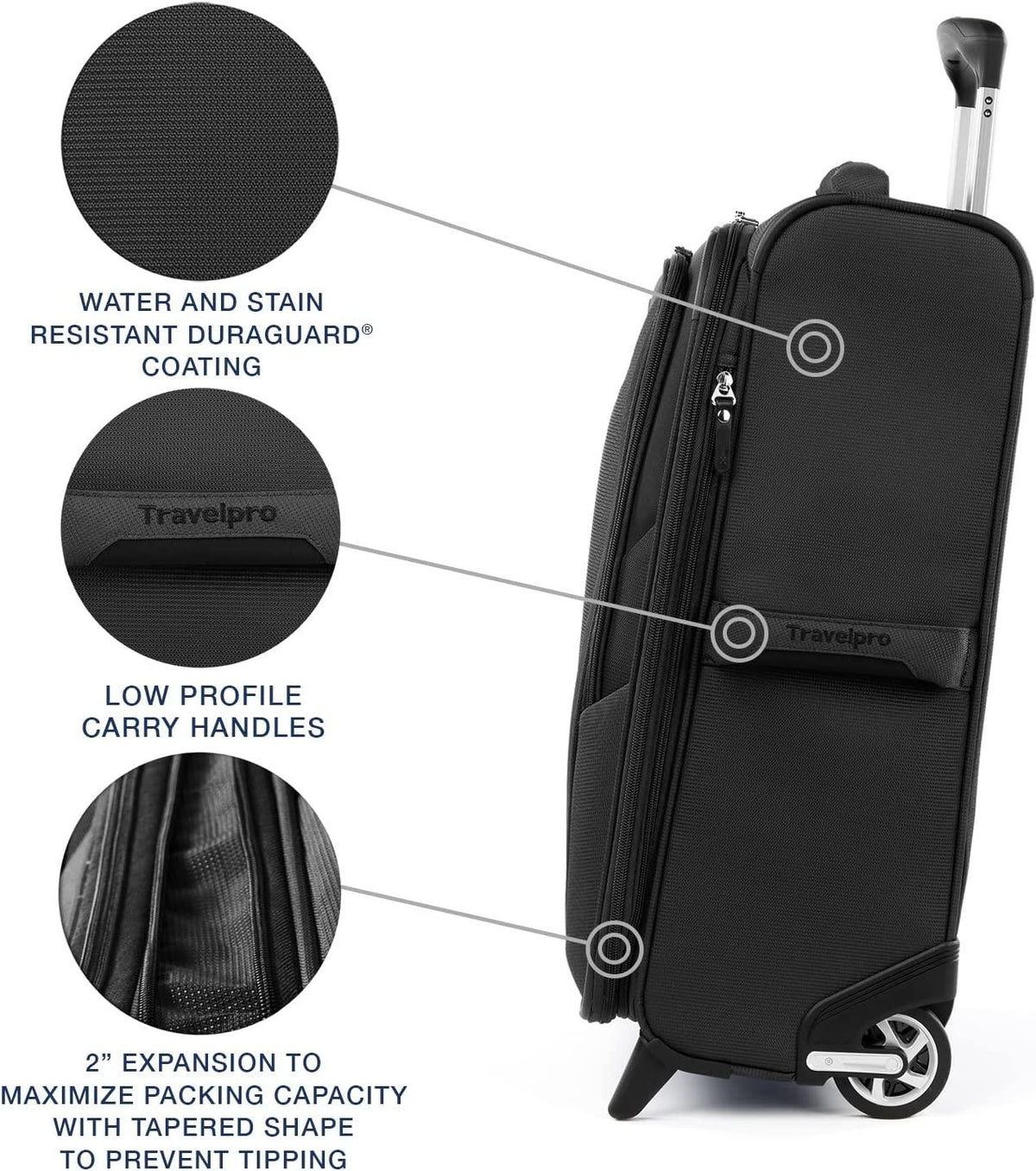 Maxlite 5 Softside Expandable Upright 2 Wheel Luggage, Lightweight Suitcase, Men and Women, Black, Carry-On 22-Inch