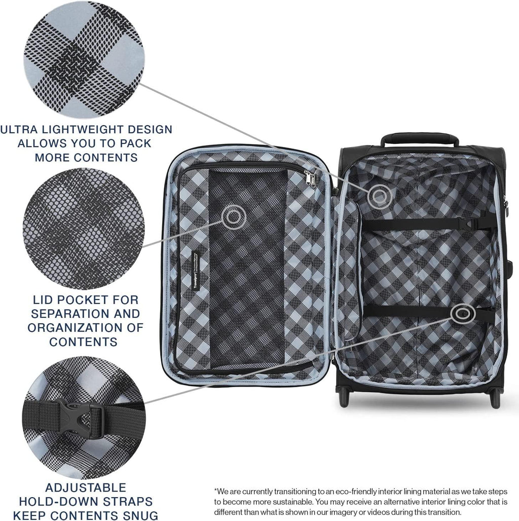 Maxlite 5 Softside Expandable Upright 2 Wheel Luggage, Lightweight Suitcase, Men and Women, Black, Carry-On 22-Inch