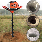 datingday 72cc auger post hole digger,2-stroke 4hp gas powered earth digging engine with 3 auger drill bits (4"&amp; 8" &amp;12")+3 extension rods for farm garden plant