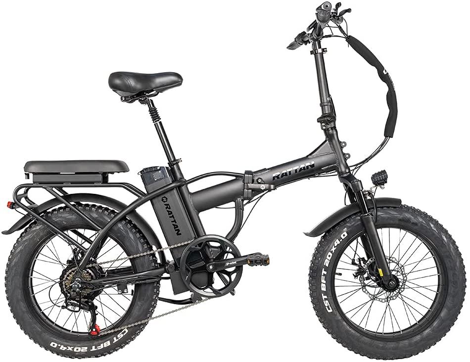 Rattan 48V 500W/750W Electric Bike for Adults 20 inch Folding Bikes 3.0/4.0 Fat Tire Bikes 13AH Removable Lithium-ion Battery E-Bikes 7 Speed Shifter Electric Bicycle High/Low Step Across ebikes