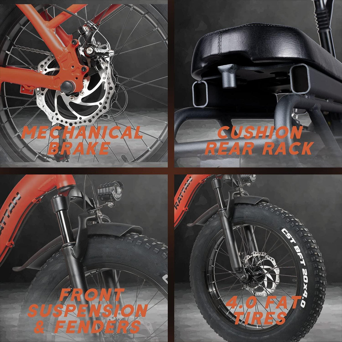 Rattan 48V 500W/750W Electric Bike for Adults 20 inch Folding Bikes 3.0/4.0 Fat Tire Bikes 13AH Removable Lithium-ion Battery E-Bikes 7 Speed Shifter Electric Bicycle High/Low Step Across ebikes