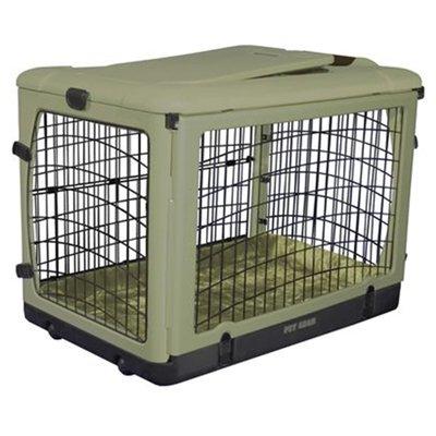 Pet Gear Deluxe Steel Pet Dog Safety Indoor / Outdoor Collapsible Crate with Bolster Pad - Small/Sage