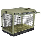 Pet Gear Deluxe Steel Pet Dog Safety Indoor / Outdoor Collapsible Crate with Bolster Pad - Small/Sage