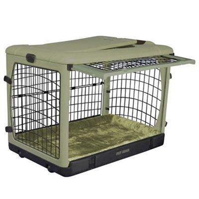 Pet Gear Deluxe Steel Pet Dog Safety Indoor / Outdoor Collapsible Crate with Bolster Pad - Small/Sage