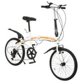 VKEKIEO 20 In., Adult Folding Bicycle for Men and Women, 7 Speed Road and Mountain Bike, White