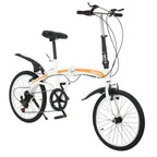 VKEKIEO 20 In., Adult Folding Bicycle for Men and Women, 7 Speed Road and Mountain Bike, White