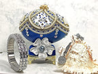 FaberUNIQUE Russian Home Decor FaberEgg Christmas Ornament House Warming Gift for Newly Wed MUSIC SILVER HANDCRAFTED Real FaberEgg Diamond Ball Necklace Bracelet Earring er Gift set
