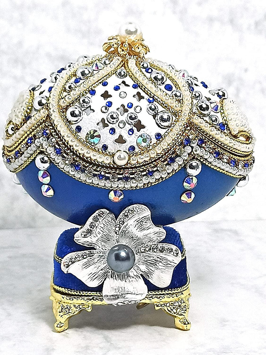 FaberUNIQUE Russian Home Decor FaberEgg Christmas Ornament House Warming Gift for Newly Wed MUSIC SILVER HANDCRAFTED Real FaberEgg Diamond Ball Necklace Bracelet Earring er Gift set