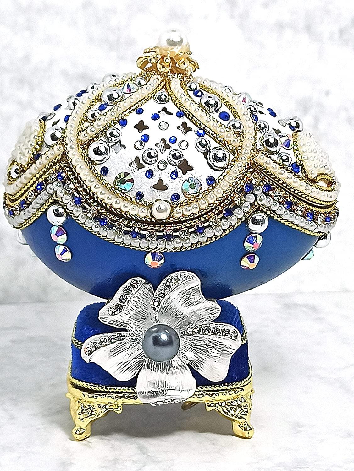 FaberUNIQUE Russian Home Decor FaberEgg Christmas Ornament House Warming Gift for Newly Wed MUSIC SILVER HANDCRAFTED Real FaberEgg Diamond Ball Necklace Bracelet Earring er Gift set