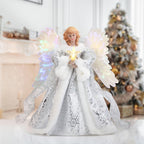 Brylanehome Christmas 12" Tall Angel Tree Topper, White