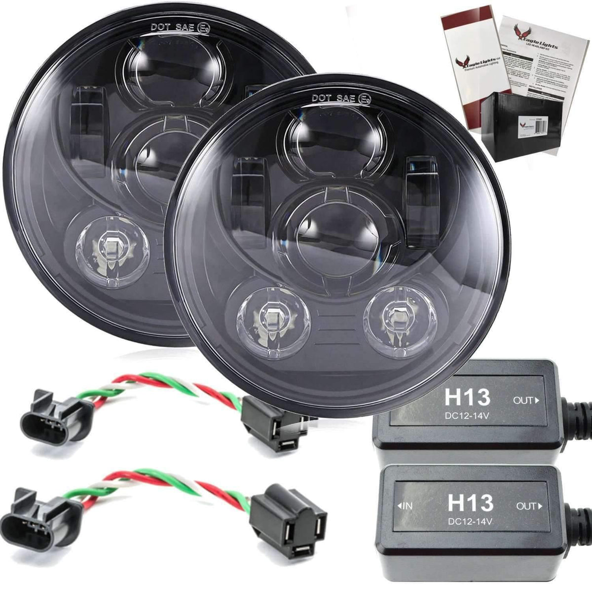 Eagle Lights 7" Round LED Generation III - Black - Jeep Wrangler - Double Pack