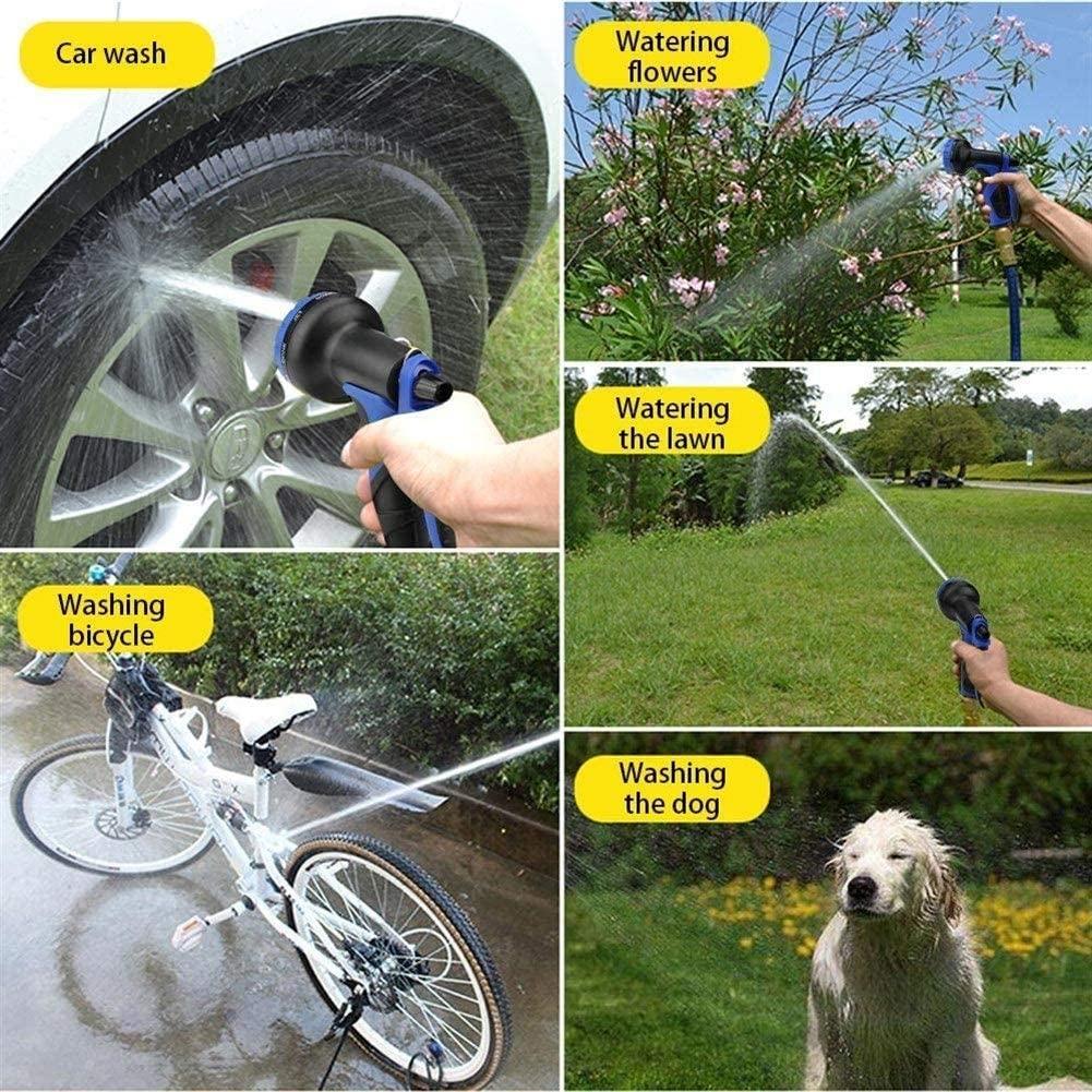 ZLSP Hose Nozzle Garden 8 Adjustable Patterns Hose Spray Gun Pressure Spray Nozzle, Hose Gun for Garden, Watering Lawn, Car Washing, Cleaning, Pets Wash Garden Hose (Size : 10m)