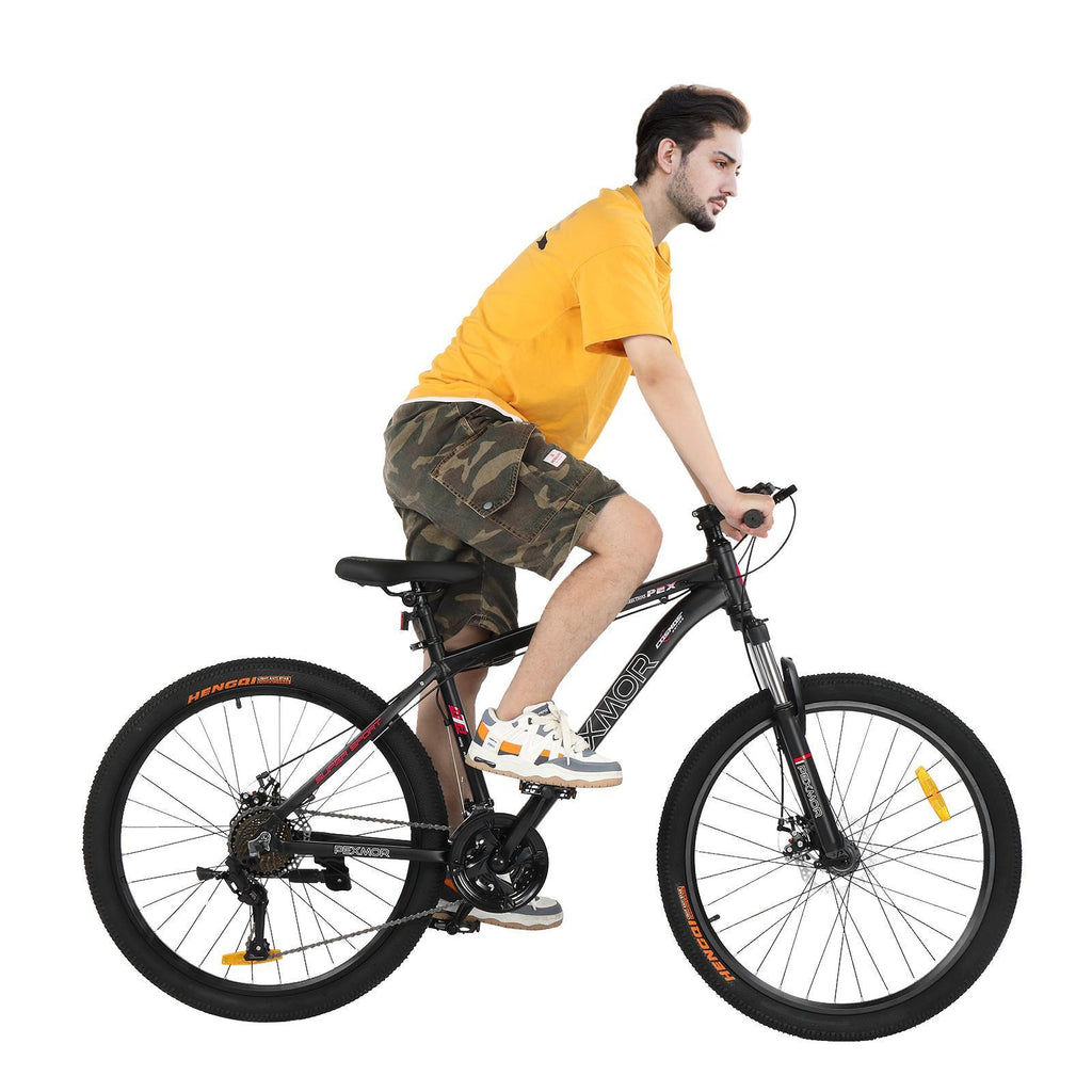 PEXMOR 26" Mountain Bike, 27 Speed Outdoor Cycling Road Bike, with Aluminum Alloy Frame, Black/Red