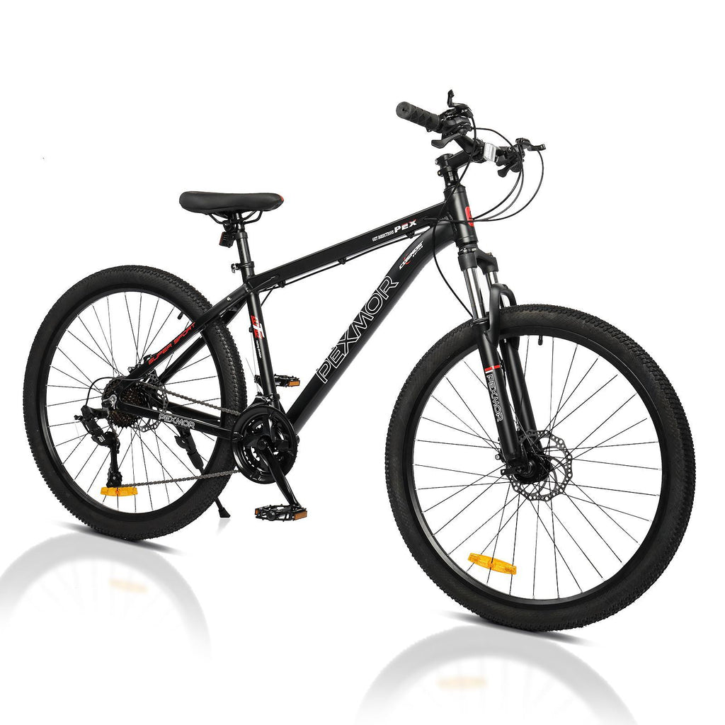 PEXMOR 26" Mountain Bike, 27 Speed Outdoor Cycling Road Bike, with Aluminum Alloy Frame, Black/Red