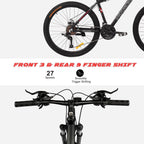 PEXMOR 26" Mountain Bike, 27 Speed Outdoor Cycling Road Bike, with Aluminum Alloy Frame, Black/Red