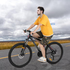 PEXMOR 26" Mountain Bike, 27 Speed Outdoor Cycling Road Bike, with Aluminum Alloy Frame, Black/Red