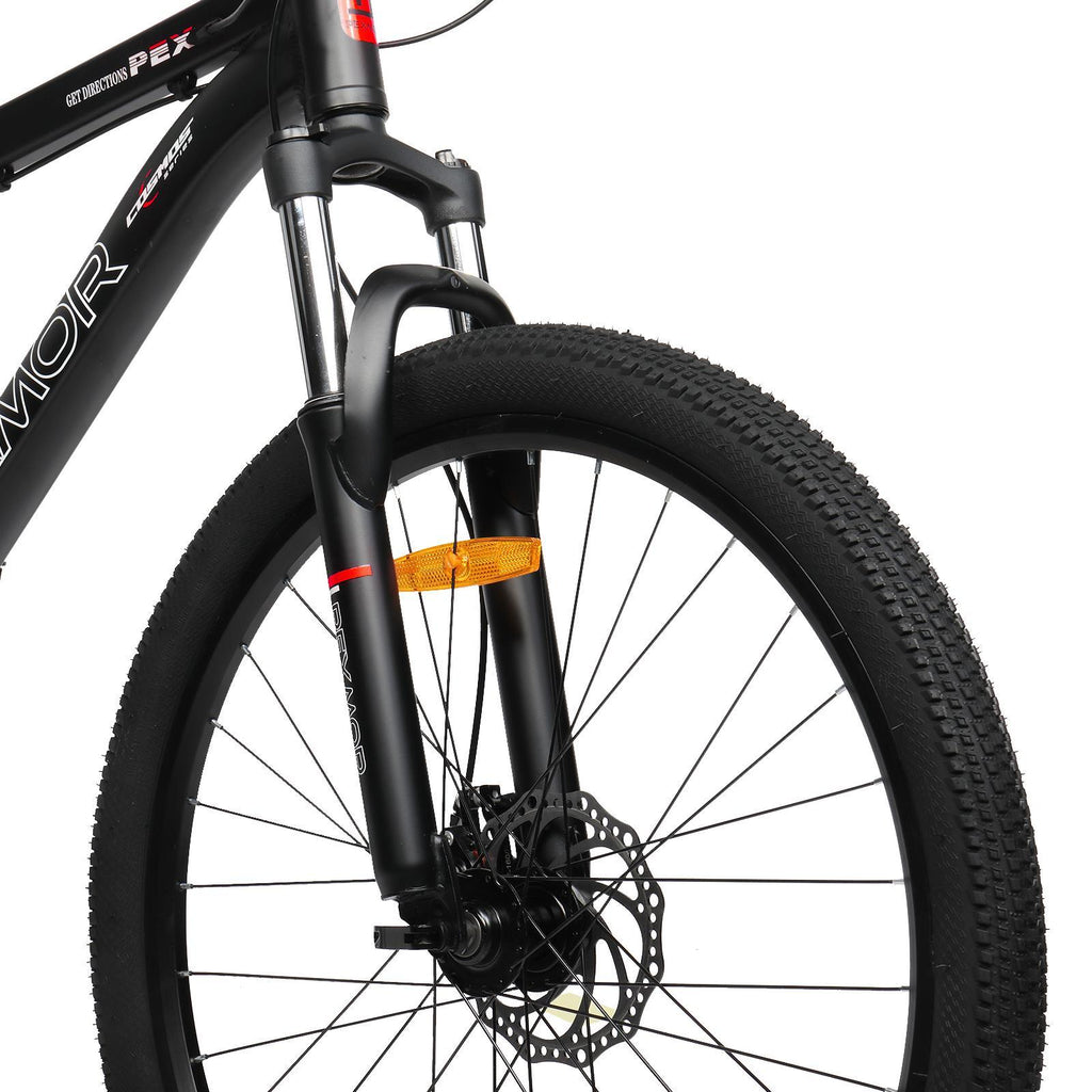PEXMOR 26" Mountain Bike, 27 Speed Outdoor Cycling Road Bike, with Aluminum Alloy Frame, Black/Red
