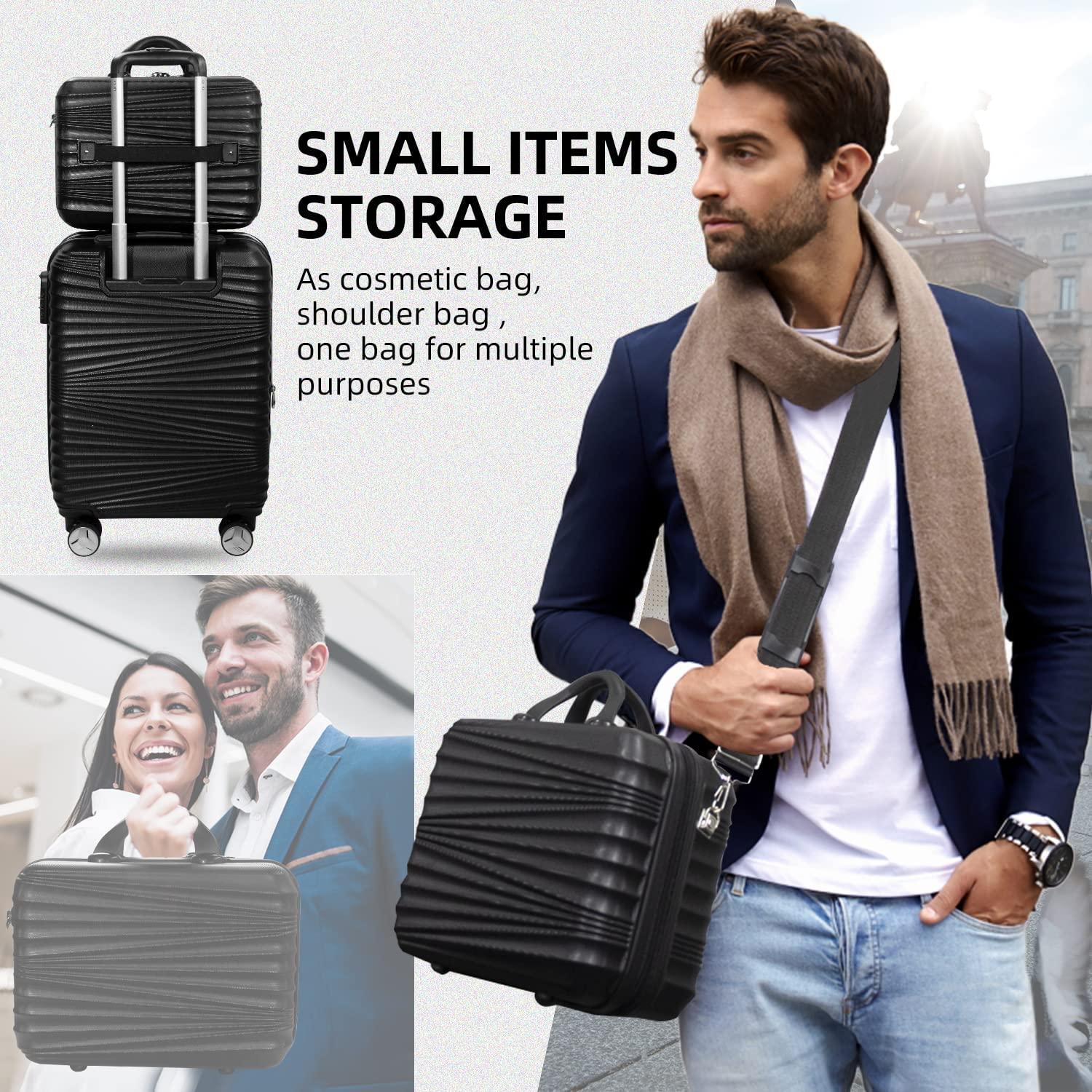 Luggage 5 Piece Sets, LARVENDER Hard Shell Luggage Set Expandable Carry on Luggage Suitcase with Spinner Wheels Durable Lightweight Travel Set for Men Women(14/18/20/24/28, Black)