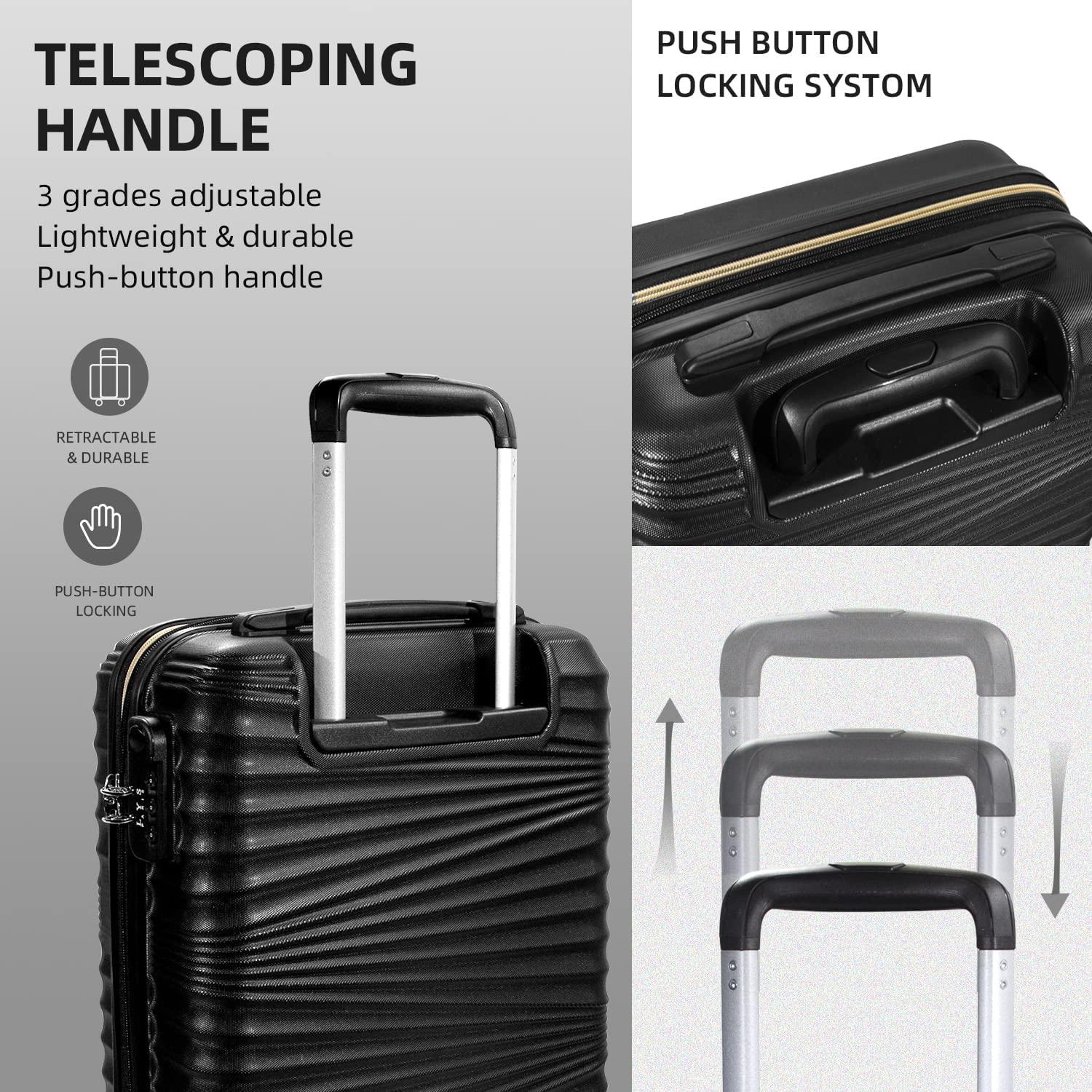 Luggage 5 Piece Sets, Hard Shell Luggage Set Expandable Carry on Luggage Suitcase with Spinner Wheels Durable Lightweight Travel Set for Men Women(14/18/20/24/28, Black)