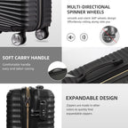 Luggage 5 Piece Sets, LARVENDER Hard Shell Luggage Set Expandable Carry on Luggage Suitcase with Spinner Wheels Durable Lightweight Travel Set for Men Women(14/18/20/24/28, Black)