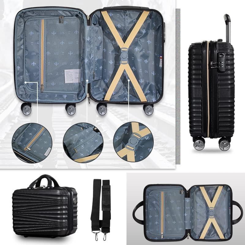 Luggage 5 Piece Sets, LARVENDER Hard Shell Luggage Set Expandable Carry on Luggage Suitcase with Spinner Wheels Durable Lightweight Travel Set for Men Women(14/18/20/24/28, Black)