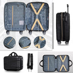Luggage 5 Piece Sets, Hard Shell Luggage Set Expandable Carry on Luggage Suitcase with Spinner Wheels Durable Lightweight Travel Set for Men Women(14/18/20/24/28, Black)