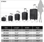 Luggage 5 Piece Sets, Hard Shell Luggage Set Expandable Carry on Luggage Suitcase with Spinner Wheels Durable Lightweight Travel Set for Men Women(14/18/20/24/28, Black)