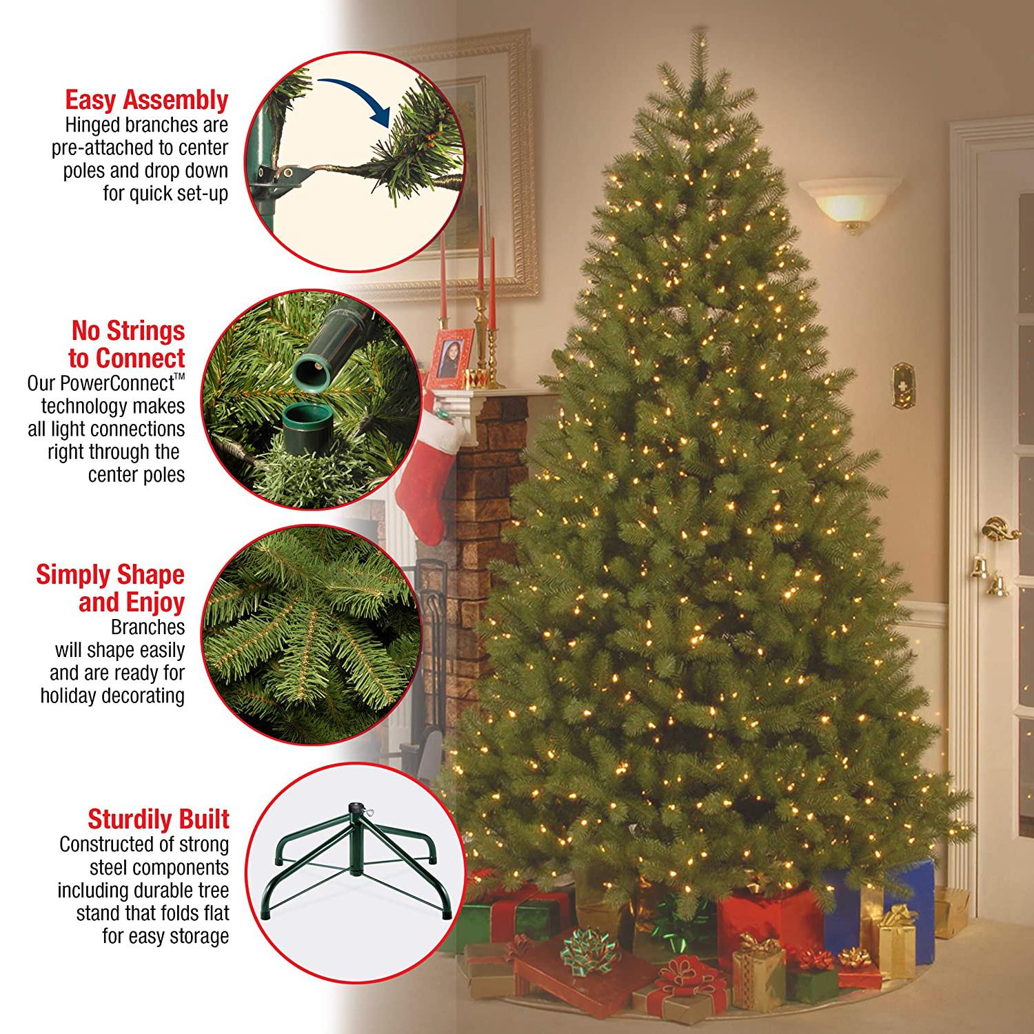 National Tree Company Clear Prelit Dual LED Green Fir Downswept Douglas Christmas Tree, 6.5'
