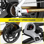 Electric Bike for Adults 48V 20Mph Brushless Motor SHIMAMO 7 Speed Lithium Battery 26" 2.0“ Tire Bike Mountain Ebike