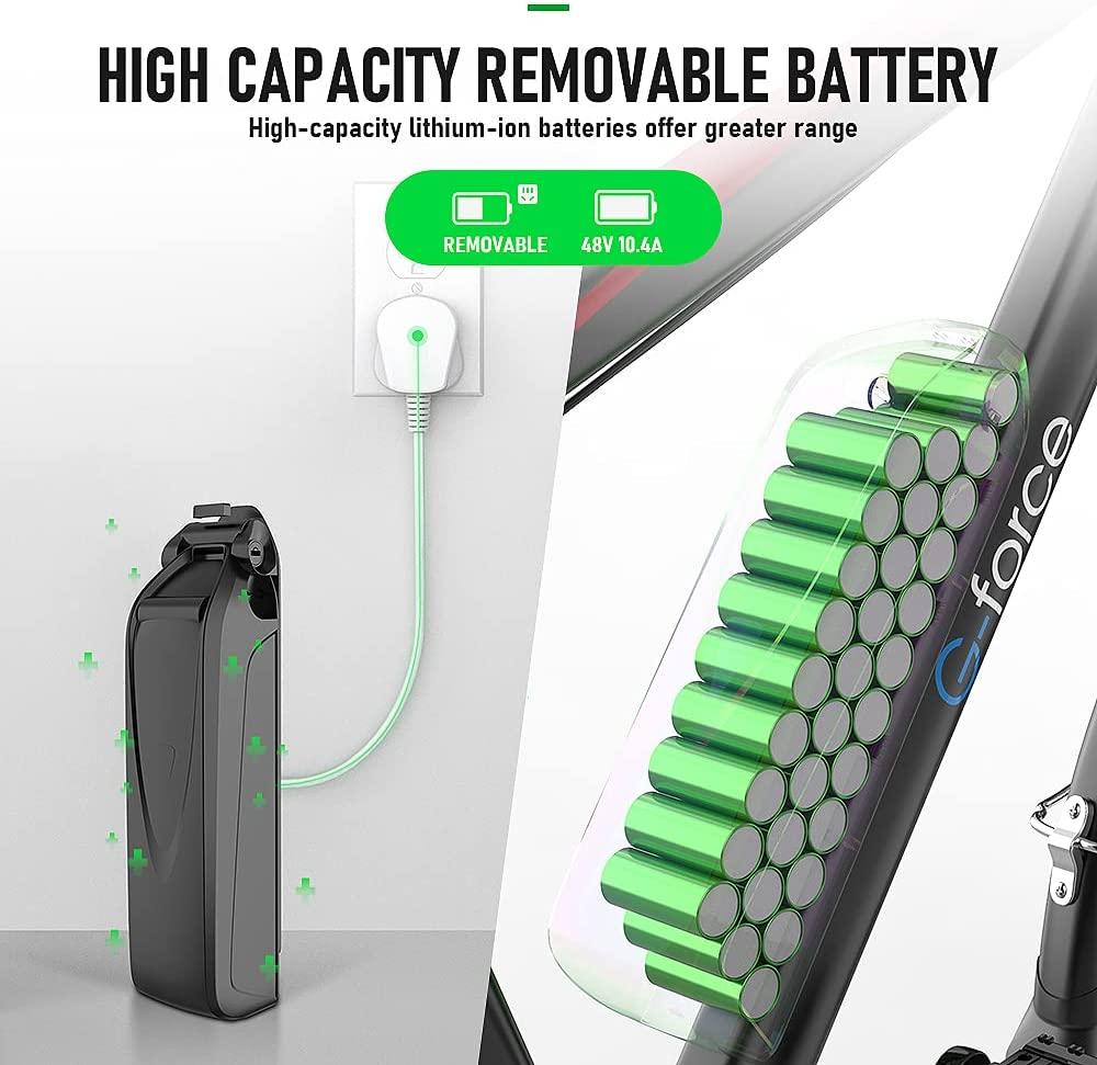 Electric Bike for Adults 48V 20Mph Brushless Motor SHIMAMO 7 Speed Lithium Battery 26" 2.0“ Tire Bike Mountain Ebike