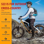 Electric Bike for Adults 48V 20Mph Brushless Motor SHIMAMO 7 Speed Lithium Battery 26" 2.0“ Tire Bike Mountain Ebike